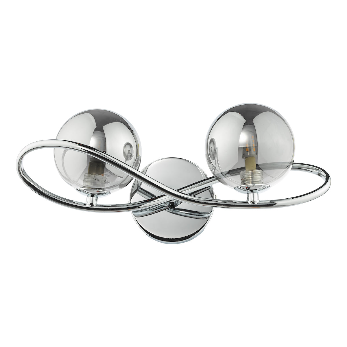 Dar Lysandra 2 Light Wall Light Polished Chrome and Smoked Glass – from Amos Lighting + Home