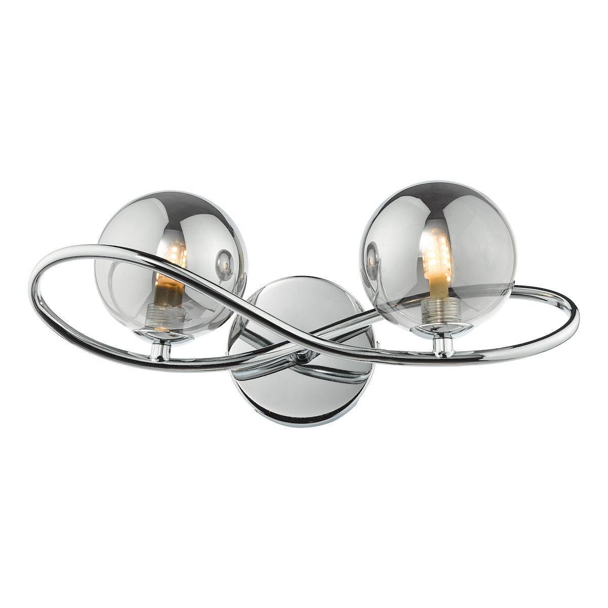 Dar Lysandra 2 Light Wall Light Polished Chrome and Smoked Glass – from Amos Lighting + Home