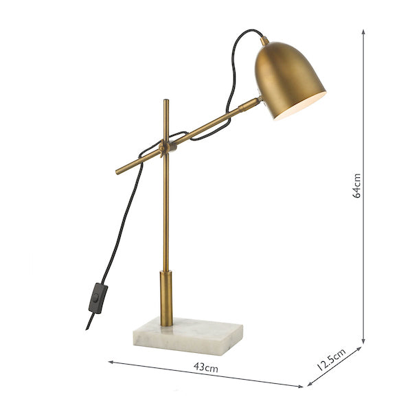Dar Mendal Task Table Lamp Bronze and Marble – from Amos Lighting + Home