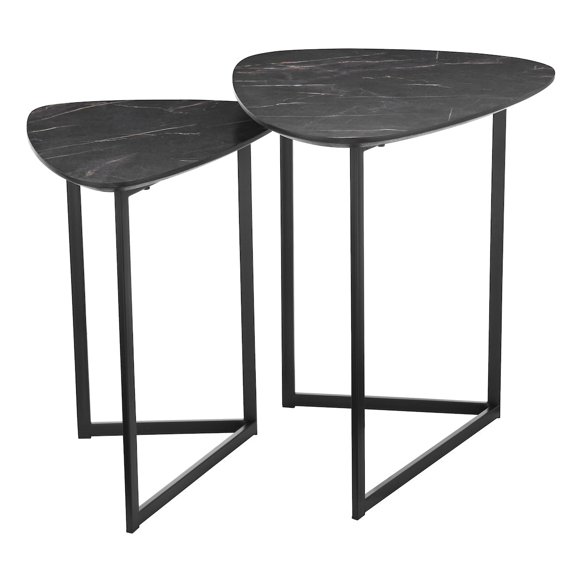 Dar Mibello Nested Tables Dark Marble Effect and Matt Black – from Amos Lighting + Home