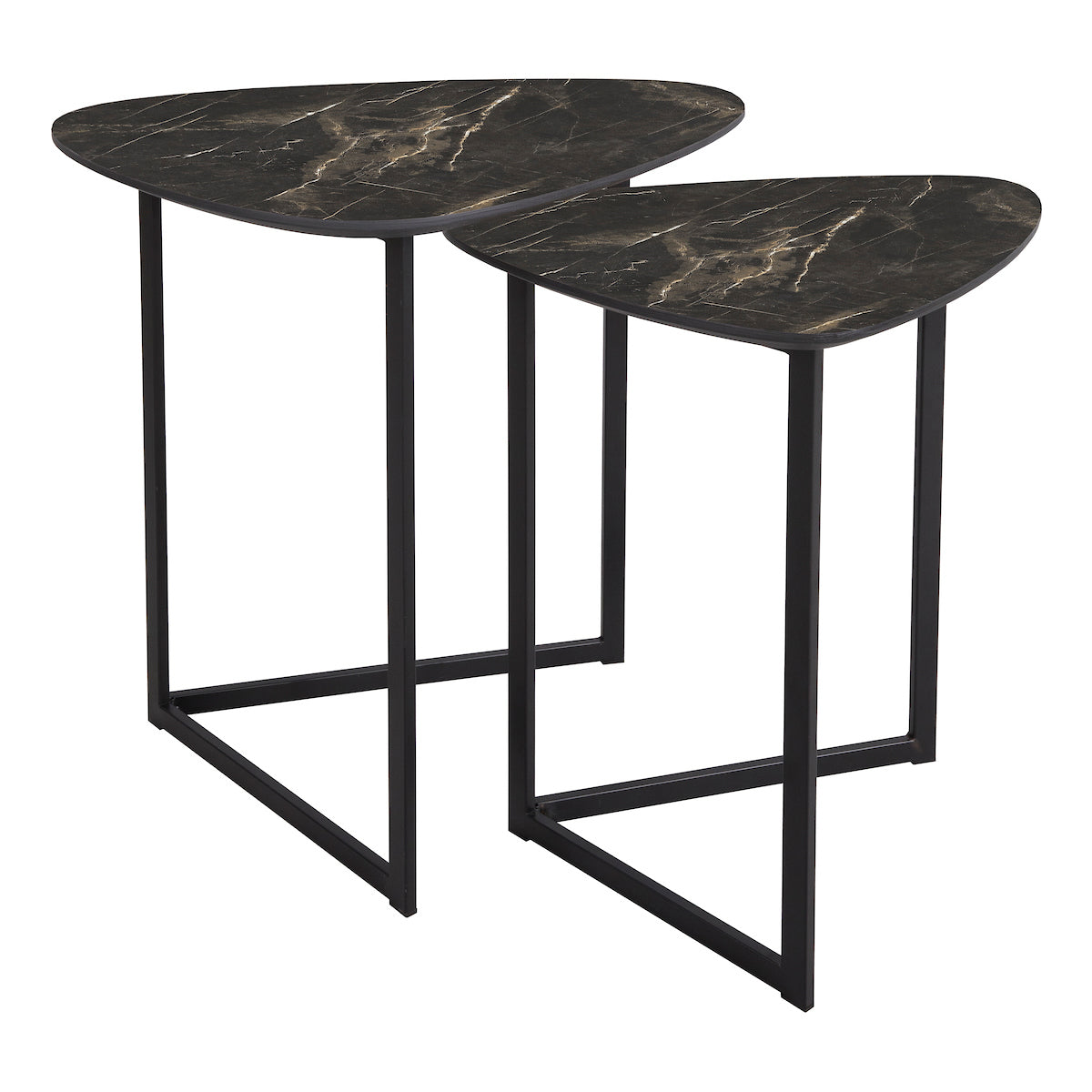 Dar Mibello Nested Tables Dark Marble Effect and Matt Black – from Amos Lighting + Home