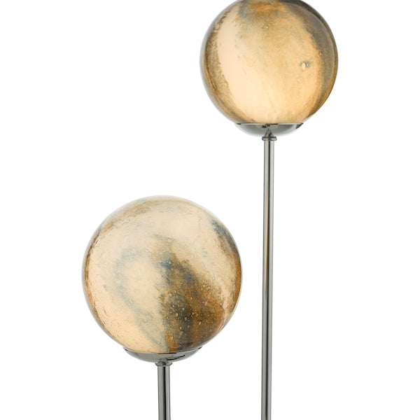 Dar Mikara 2 Light Table Lamp Planet Glass & Polished Chrome – from Amos Lighting + Home
