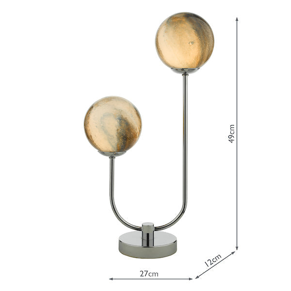 Dar Mikara 2 Light Table Lamp Planet Glass & Polished Chrome – from Amos Lighting + Home