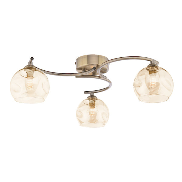 Dar Nakita 3lt Semi-Flush Antique Brass with Champagne Glass – from Amos Lighting + Home