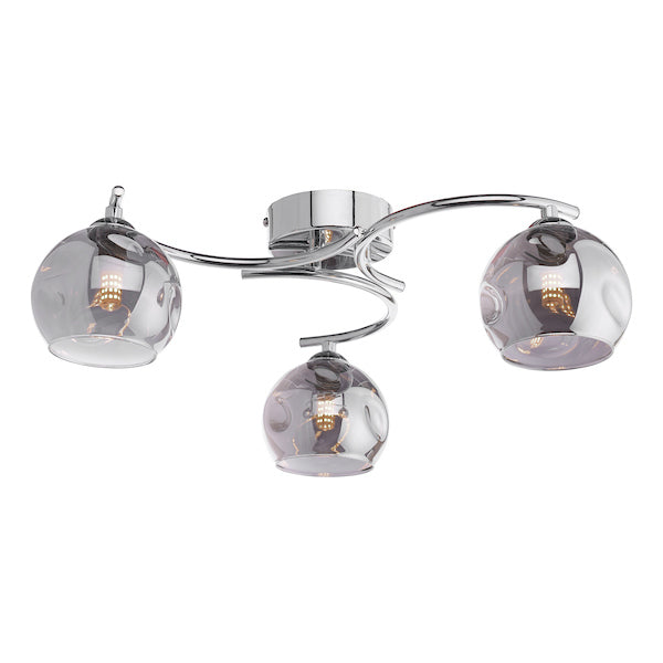 Dar Nakita 3lt Semi-Flush Chrome with Smoked Glass – from Amos Lighting + Home
