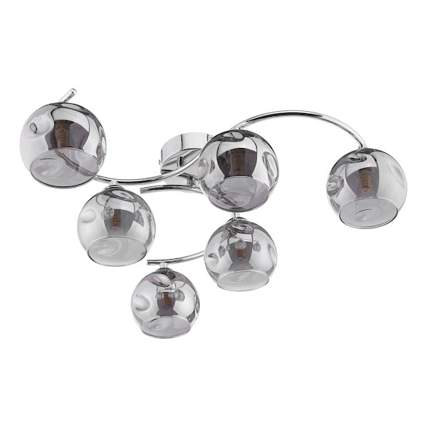 Dar Nakita 6lt Semi-Flush Chrome with Smoked Glass – from Amos Lighting + Home