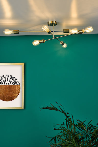 Dar Neve 6 Light Flush Antique Brass – from Amos Lighting + Home