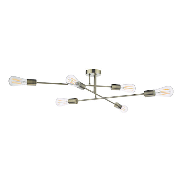 Dar Neve 6 Light Flush Antique Brass – from Amos Lighting + Home