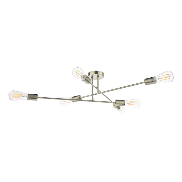 Dar Neve 6 Light Flush Antique Brass – from Amos Lighting + Home