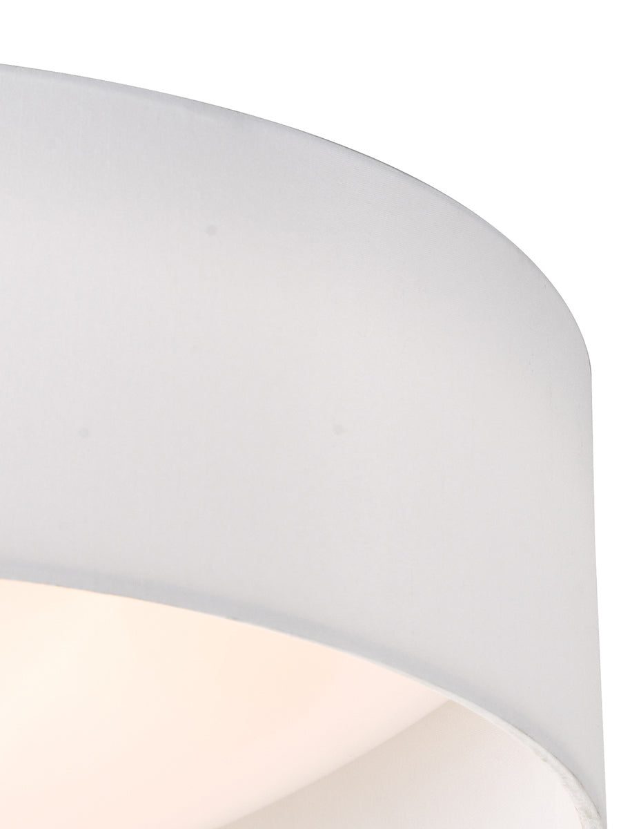 Dar Nysa 2 Light Flush White Faux Silk 40cm – from Amos Lighting + Home