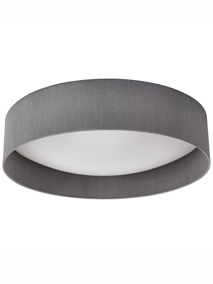 Dar Nysa 3 Light Flush Grey Faux Silk 60cm – from Amos Lighting + Home