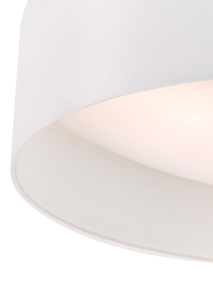 Dar Nysa 3 Light Flush White Faux Silk 60cm – from Amos Lighting + Home