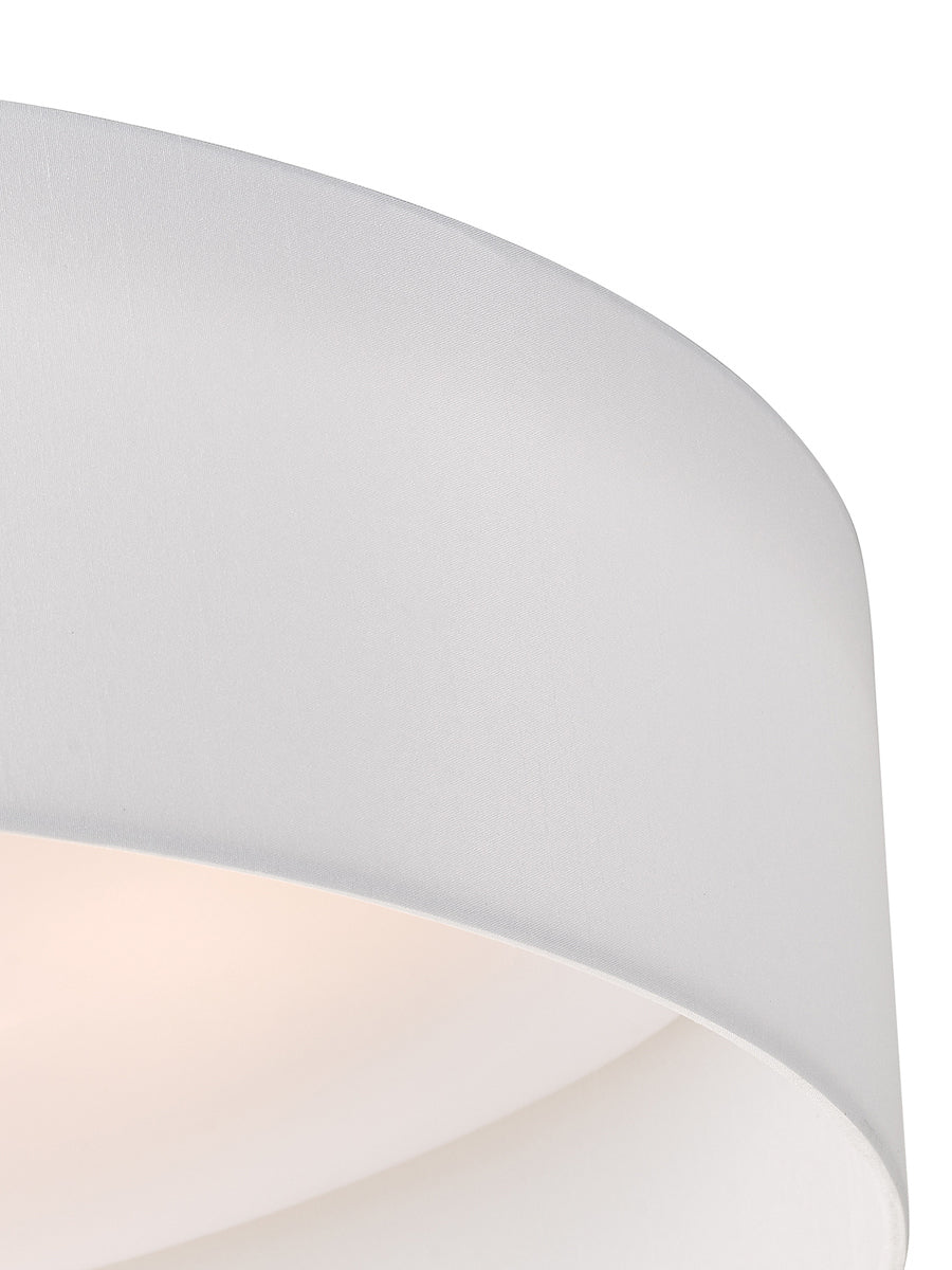 Dar Nysa 3 Light Flush White Faux Silk 60cm – from Amos Lighting + Home