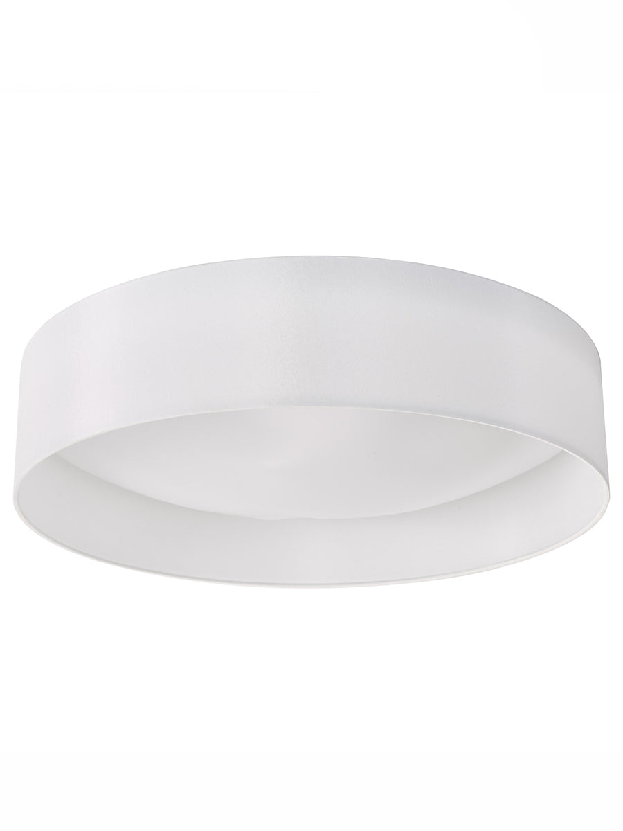 Dar Nysa 3 Light Flush White Faux Silk 60cm – from Amos Lighting + Home