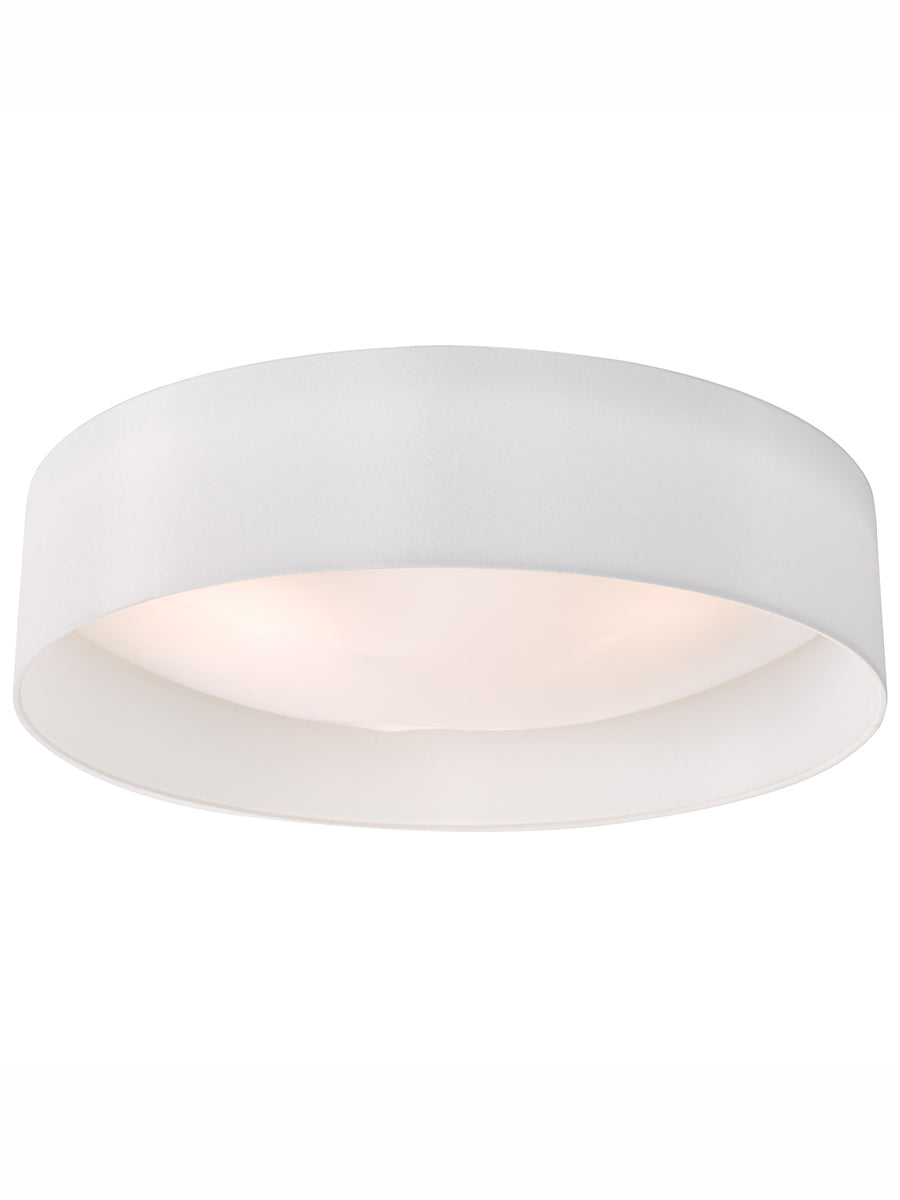 Dar Nysa 3 Light Flush White Faux Silk 60cm – from Amos Lighting + Home