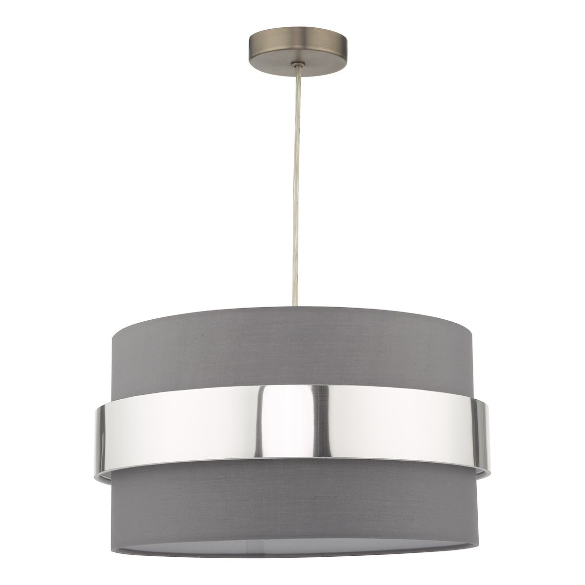 Dar Oki Easy Fit Grey Shade With Chrome Band – from Amos Lighting + Home
