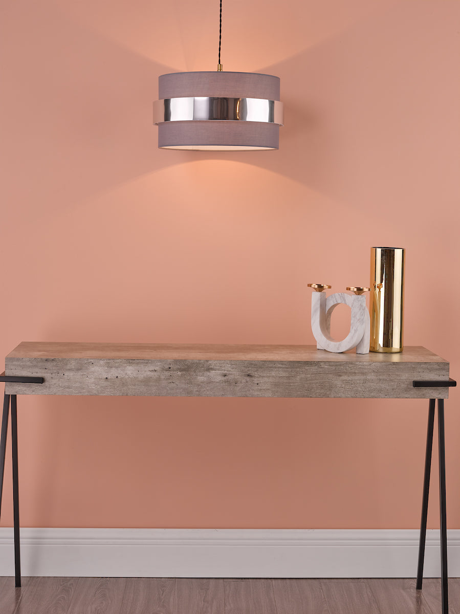 Dar Oki Easy Fit Grey Shade With Chrome Band – from Amos Lighting + Home