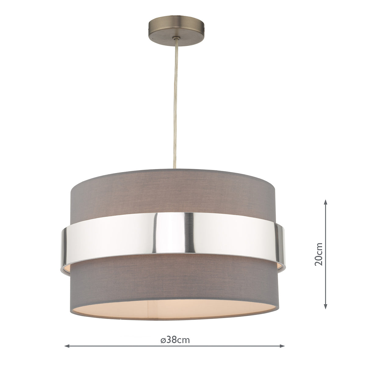 Dar Oki Easy Fit Grey Shade With Chrome Band – from Amos Lighting + Home