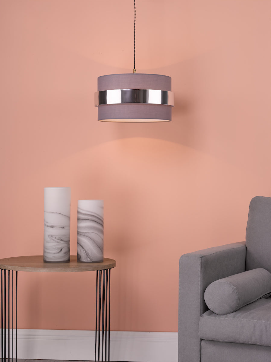 Dar Oki Easy Fit Grey Shade With Chrome Band – from Amos Lighting + Home
