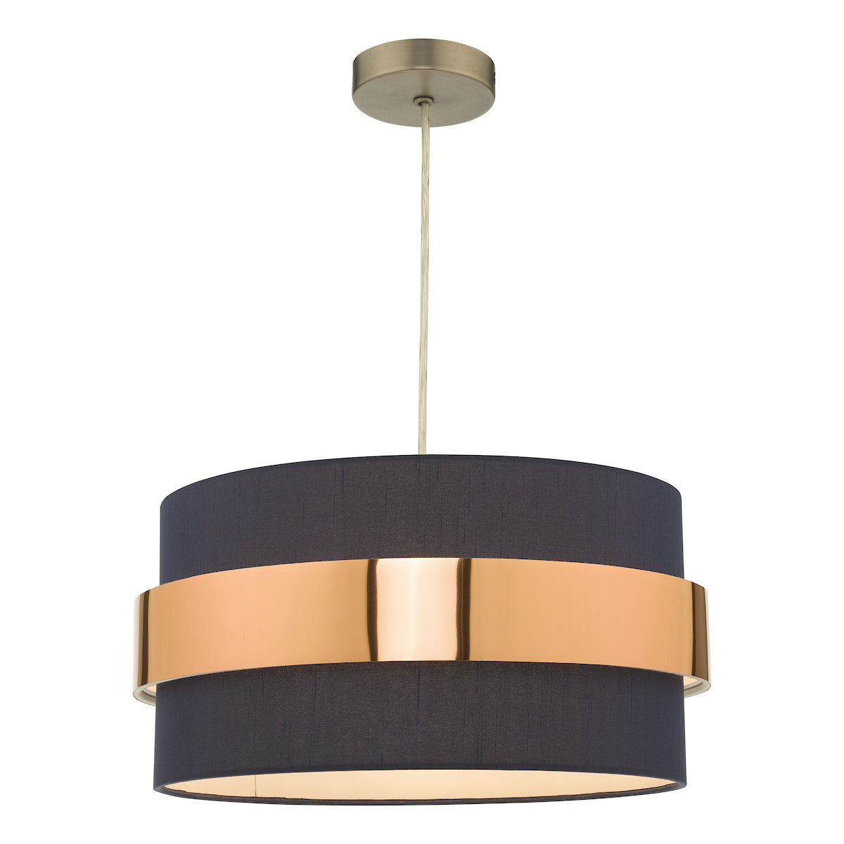 Dar Oki Easy Fit Navy Blue Shade With Copper Band – from Amos Lighting + Home