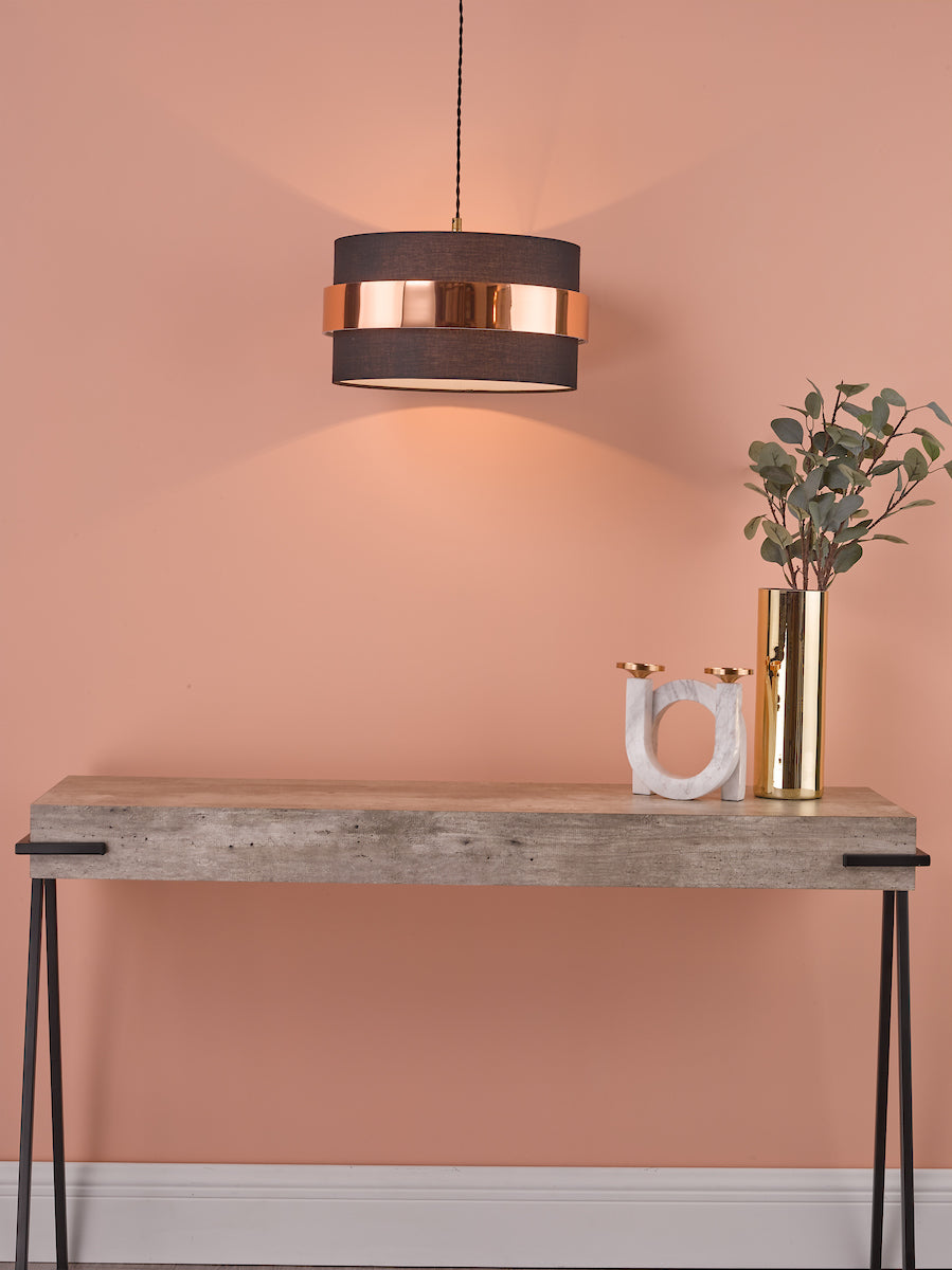 Dar Oki Easy Fit Navy Blue Shade With Copper Band – from Amos Lighting + Home