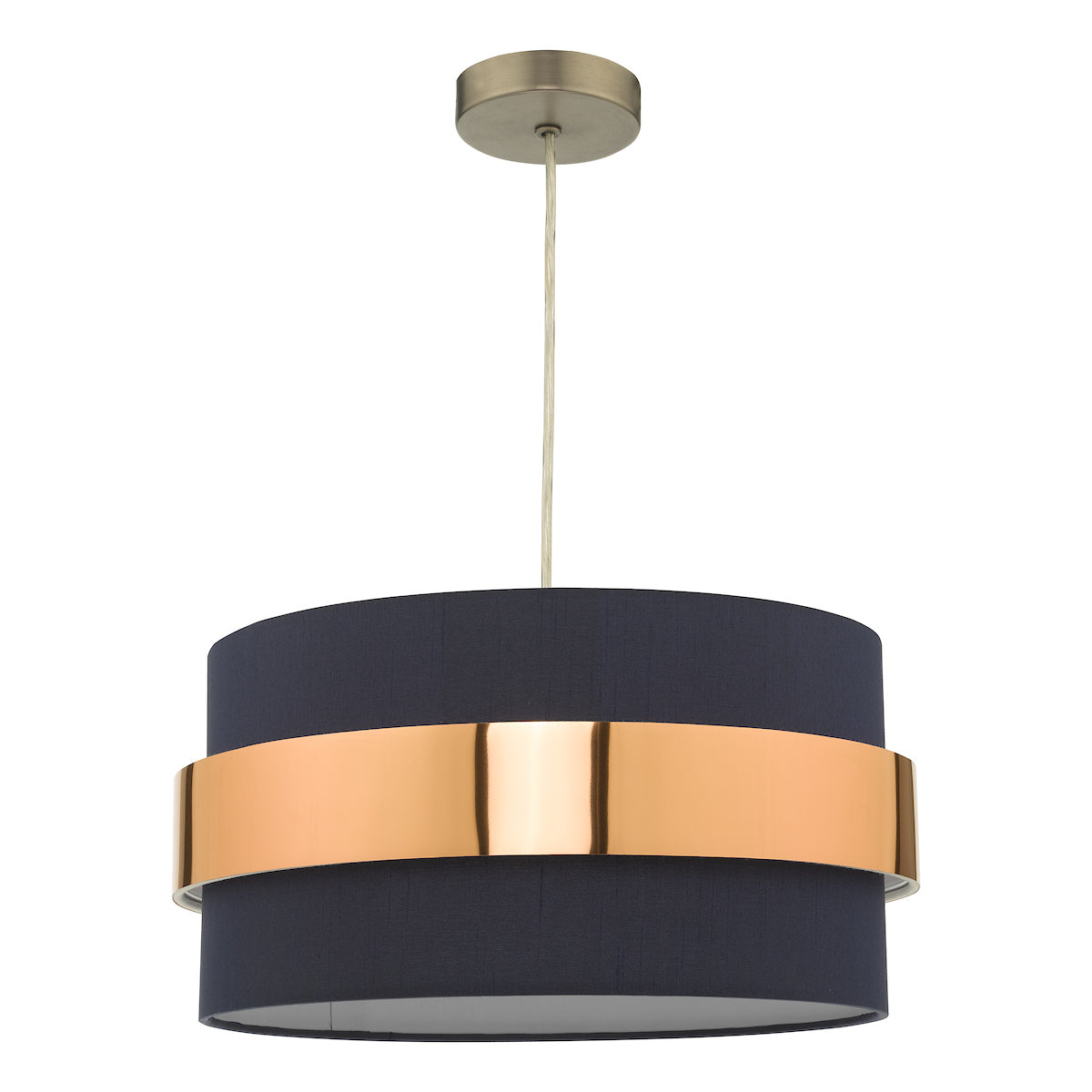Dar Oki Easy Fit Navy Blue Shade With Copper Band – from Amos Lighting + Home