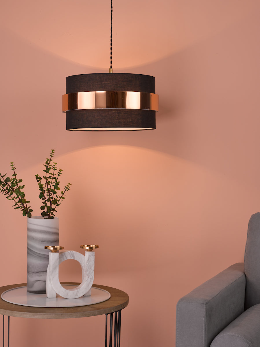 Dar Oki Easy Fit Navy Blue Shade With Copper Band – from Amos Lighting + Home
