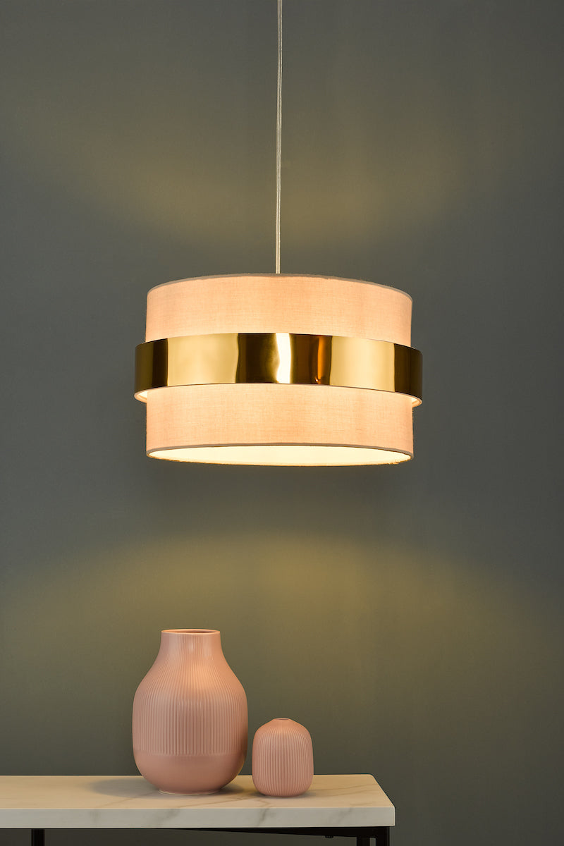 Dar Oki Easy Fit Shade Taupe With Gold Band – from Amos Lighting + Home