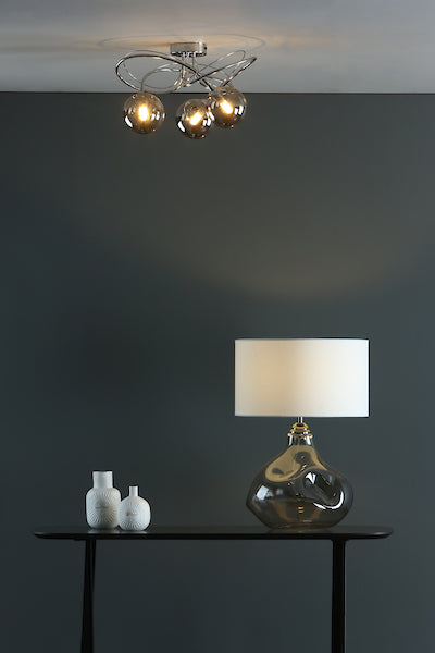 Dar Onawa 3 Light Semi Flush Polished Chrome With Smoked Glass – from Amos Lighting + Home