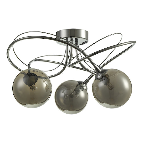 Dar Onawa 3 Light Semi Flush Polished Chrome With Smoked Glass – from Amos Lighting + Home