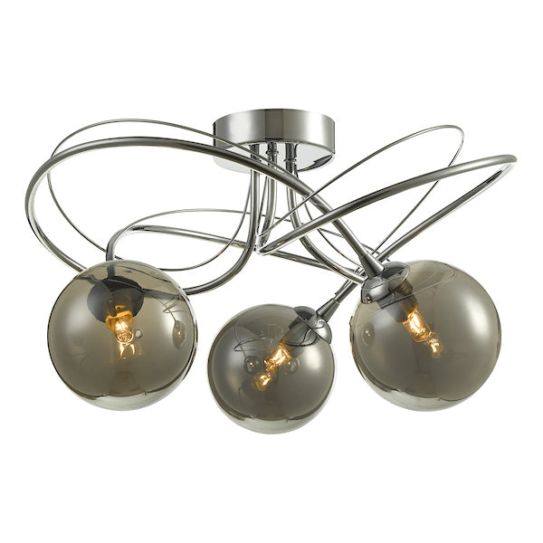 Dar Onawa 3 Light Semi Flush Polished Chrome With Smoked Glass – from Amos Lighting + Home