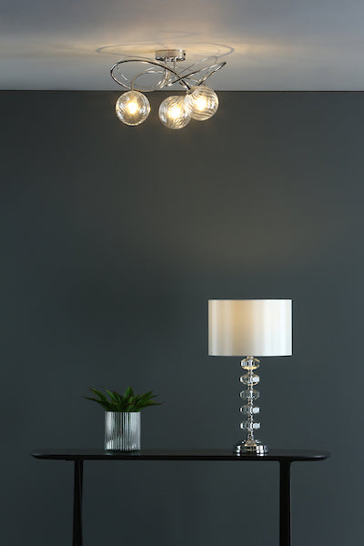 Dar Onawa 3 Light Semi Flush with Twisted Closed Glass – from Amos Lighting + Home