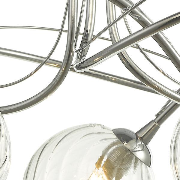 Dar Onawa 3 Light Semi Flush with Twisted Closed Glass – from Amos Lighting + Home