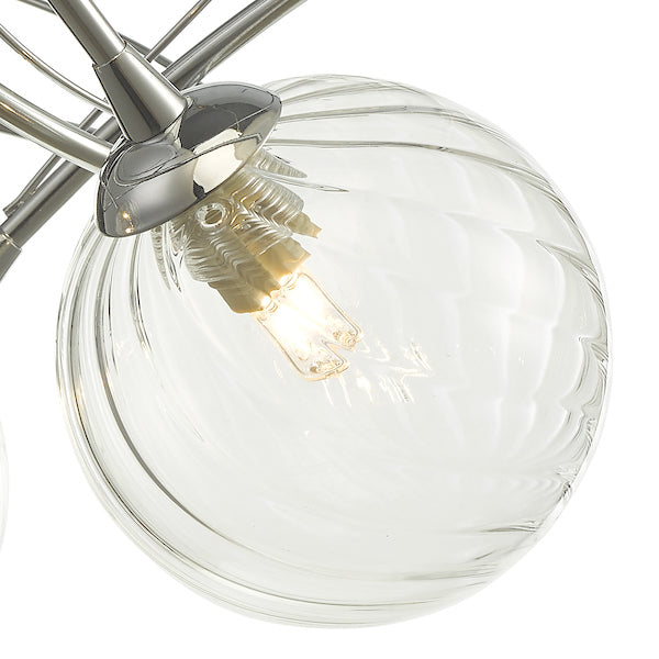 Dar Onawa 3 Light Semi Flush with Twisted Closed Glass – from Amos Lighting + Home