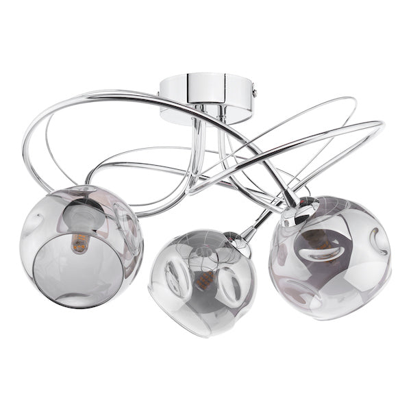 Dar Onawa 3lt Semi Flush Ceiling Light Dimpled Smoked Glass – from Amos Lighting + Home