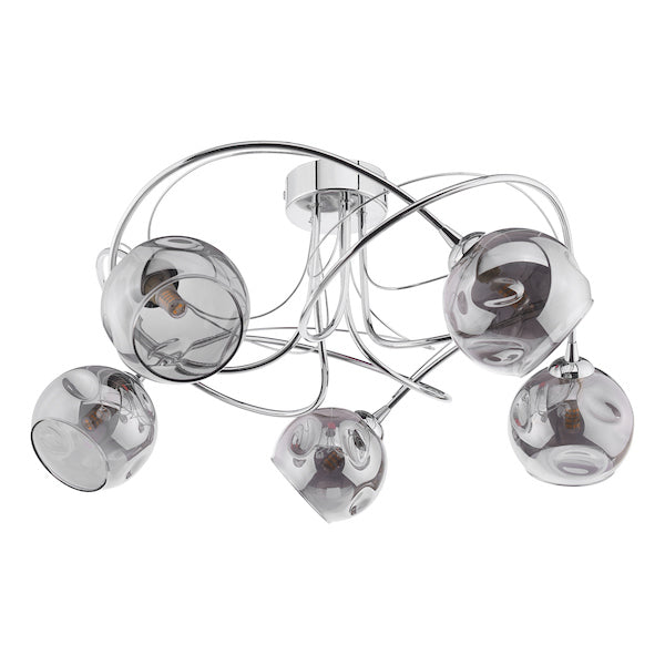 Dar Onawa 5lt Semi Flush Ceiling Light Dimpled Smoked Glass – from Amos Lighting + Home