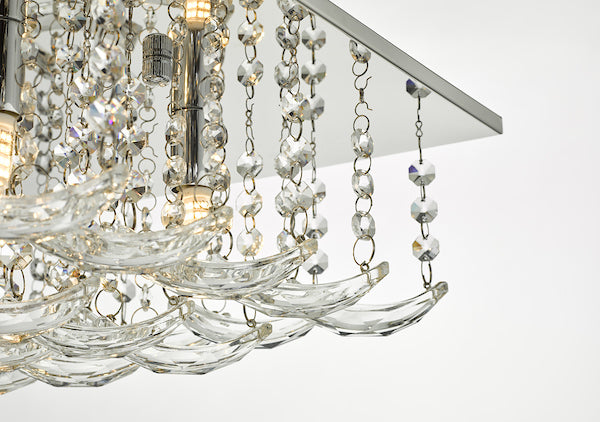 Dar Orella 5 Light Flush Ceiling Light Crystal and Chrome – from Amos Lighting + Home