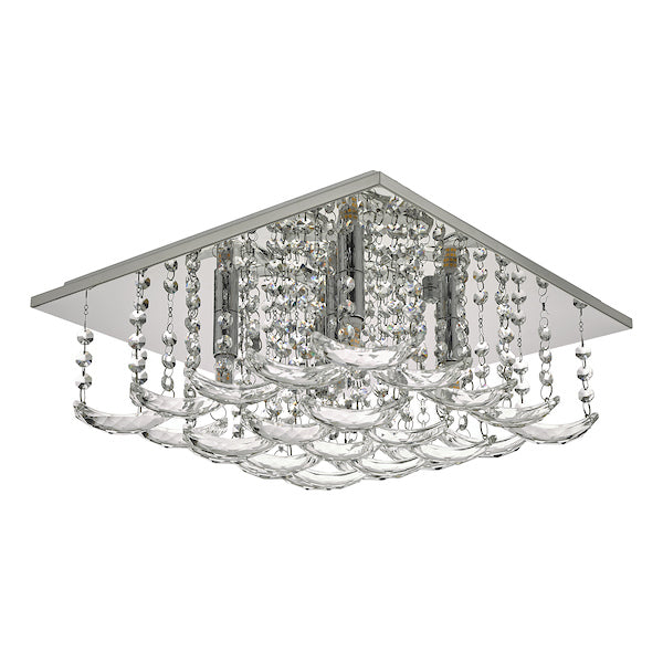 Dar Orella 5 Light Flush Ceiling Light Crystal and Chrome – from Amos Lighting + Home