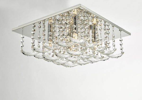 Dar Orella 5 Light Flush Ceiling Light Crystal and Chrome – from Amos Lighting + Home