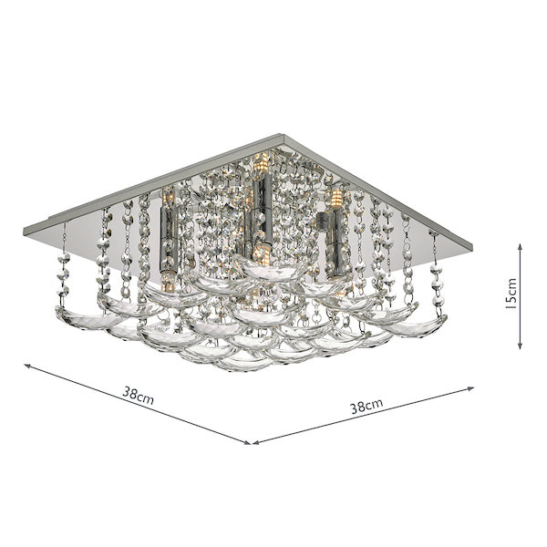 Dar Orella 5 Light Flush Ceiling Light Crystal and Chrome – from Amos Lighting + Home