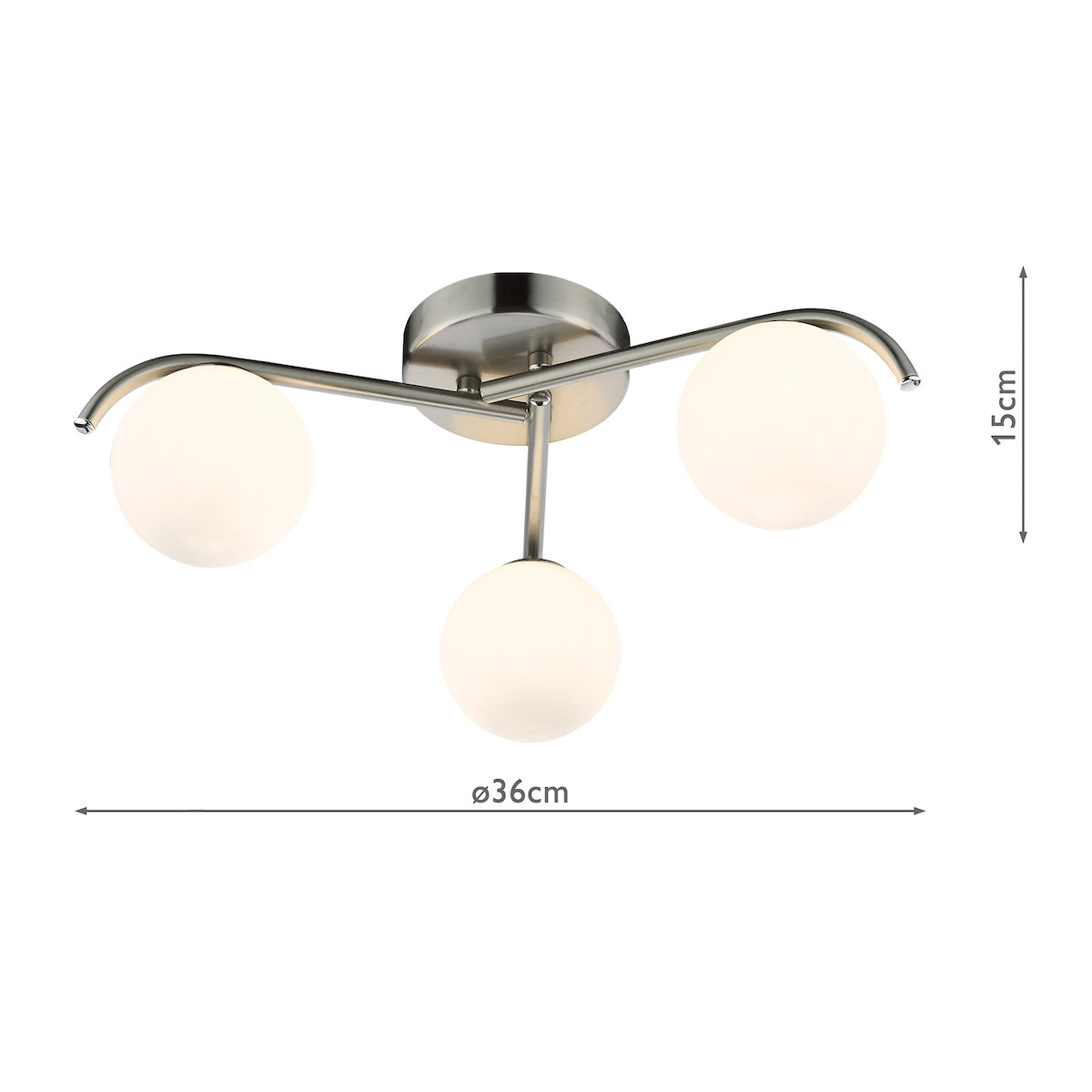 Dar Orlena 3 Light Flush Satin Chrome and Opal Glass – from Amos Lighting + Home