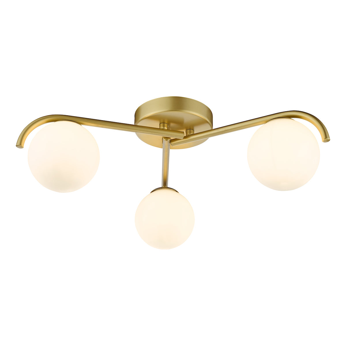 Dar Orlena 3 Light Flush Satin Gold and Opal Glass – from Amos Lighting + Home