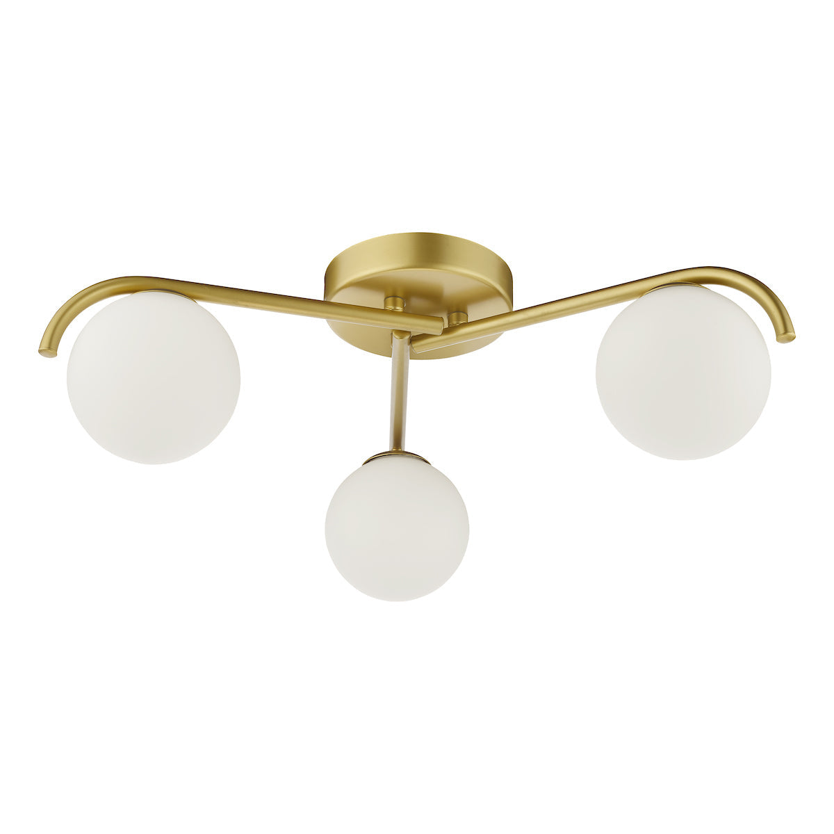 Dar Orlena 3 Light Flush Satin Gold and Opal Glass – from Amos Lighting + Home