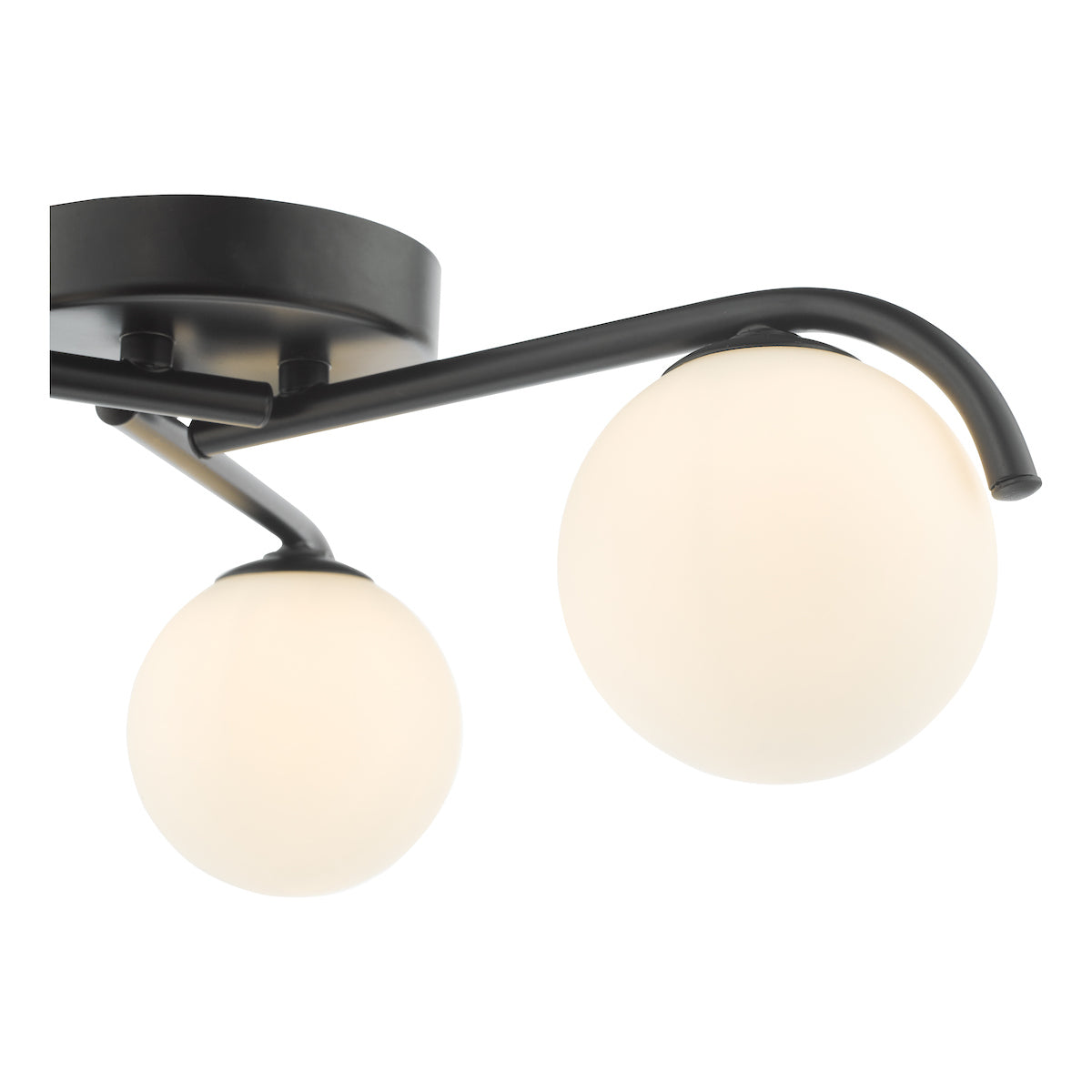 Dar Orlena 3 Light Semi-Flush Matt Black and Opal Glass – from Amos Lighting + Home