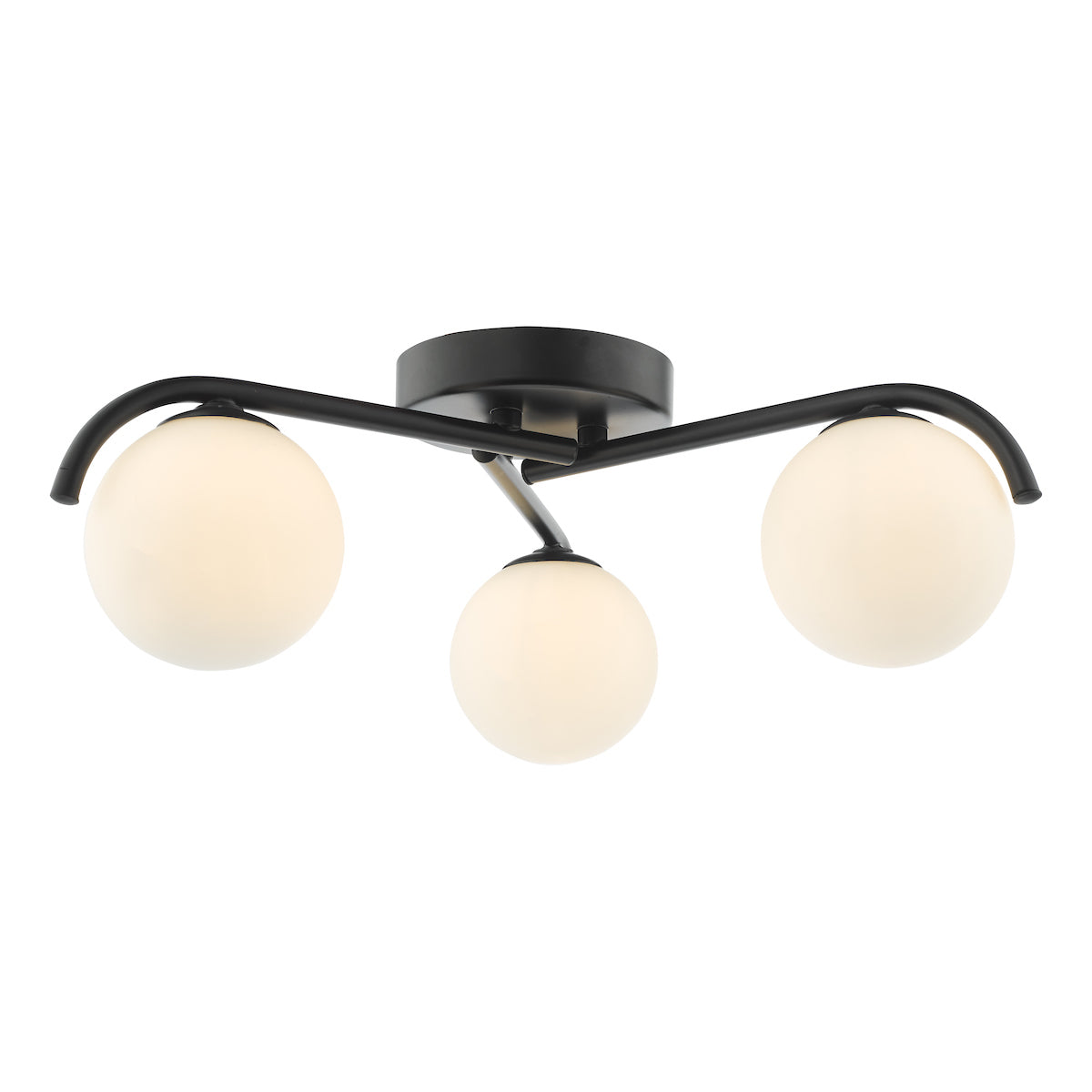 Dar Orlena 3 Light Semi-Flush Matt Black and Opal Glass – from Amos Lighting + Home
