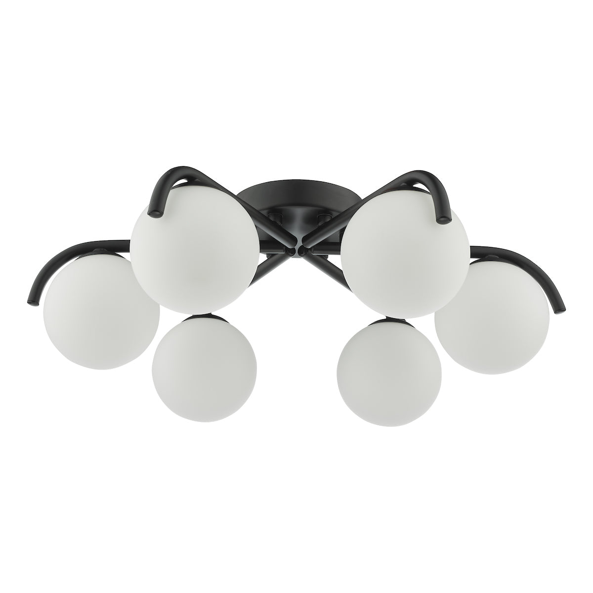 Dar Orlena 6 Light Semi-Flush Matt Black and Opal Glass – from Amos Lighting + Home