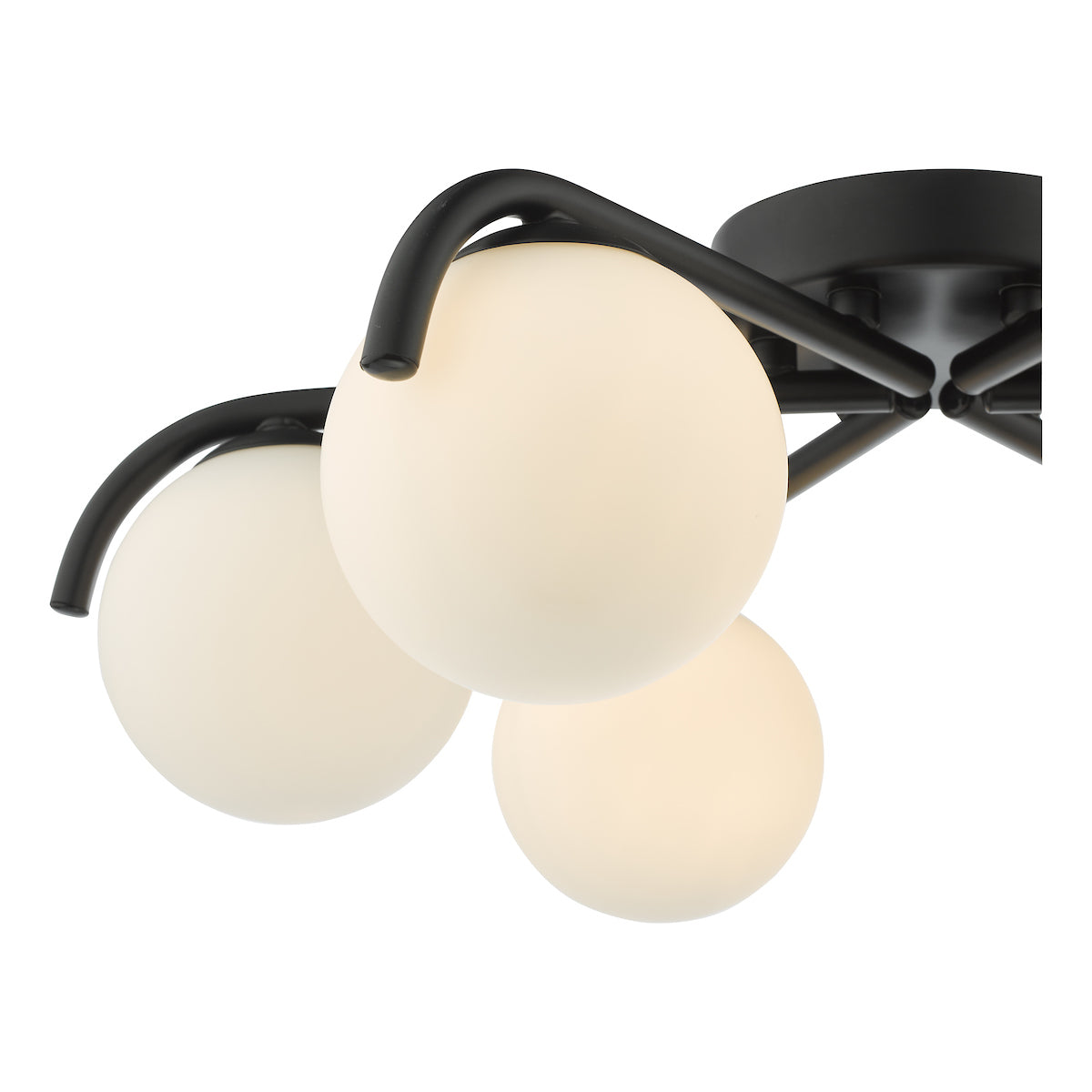 Dar Orlena 6 Light Semi-Flush Matt Black and Opal Glass – from Amos Lighting + Home