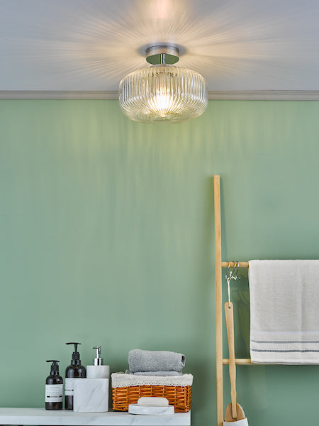 Dar Riva Flush Bathroom Ceiling Light Polished Chrome IP44 – from Amos Lighting + Home