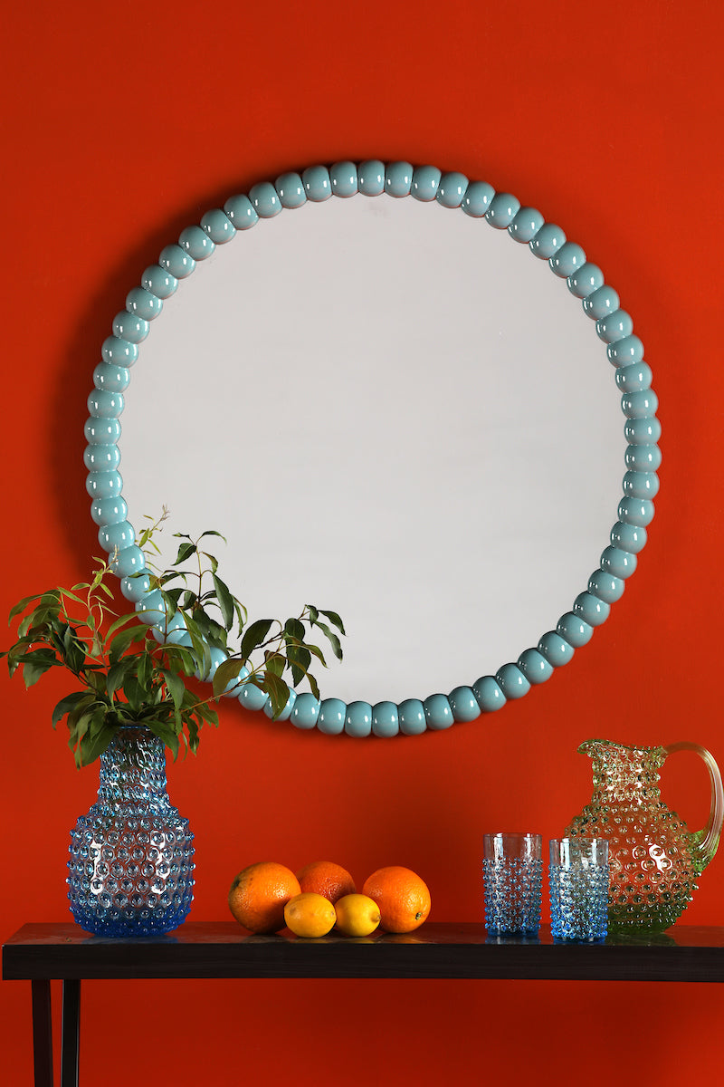 Dar Ruan Round Mirror Blue 70cm – from Amos Lighting + Home