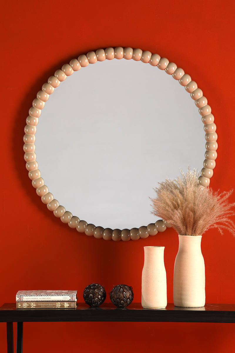 Dar Ruan Round Mirror Cream 70cm – from Amos Lighting + Home